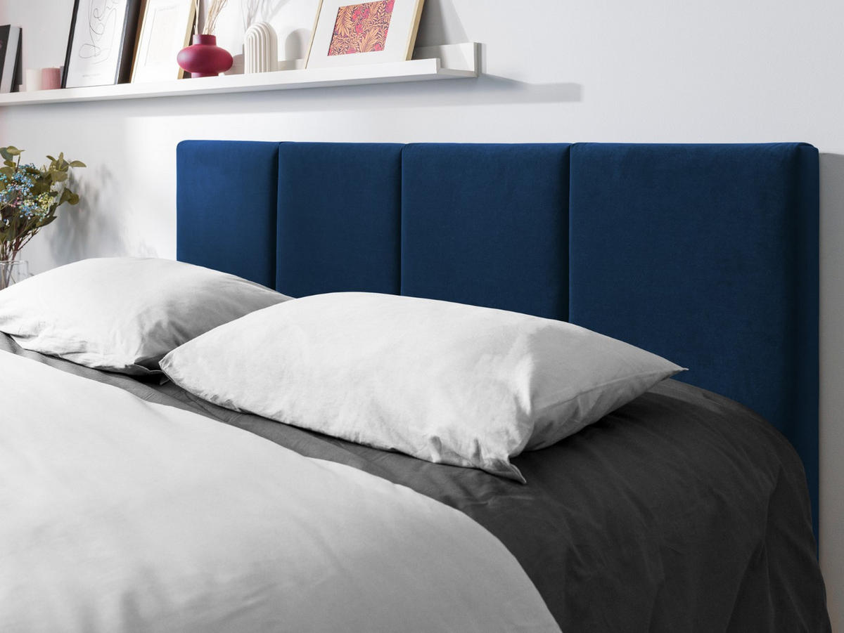 BETT mit Bettkasten und Kopfteil Pyla aus Samt königsblau 180x200cm - Dunkelblau, Textil (180/200cm) - Micadoni