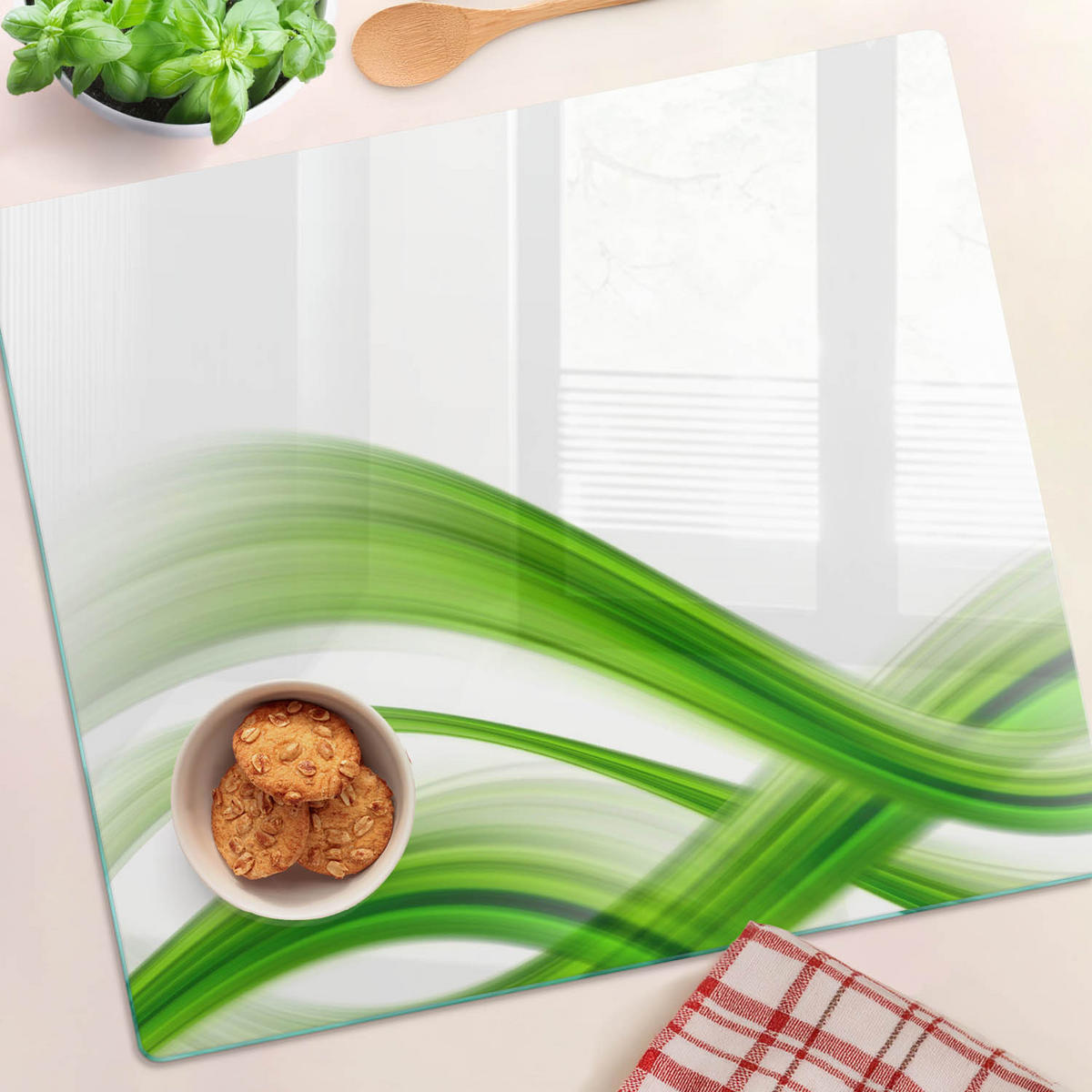 GLASPLATTE 60x52 cm Wellenabstraktion - Orange, Glas (60/0.4/52cm) - TULUP