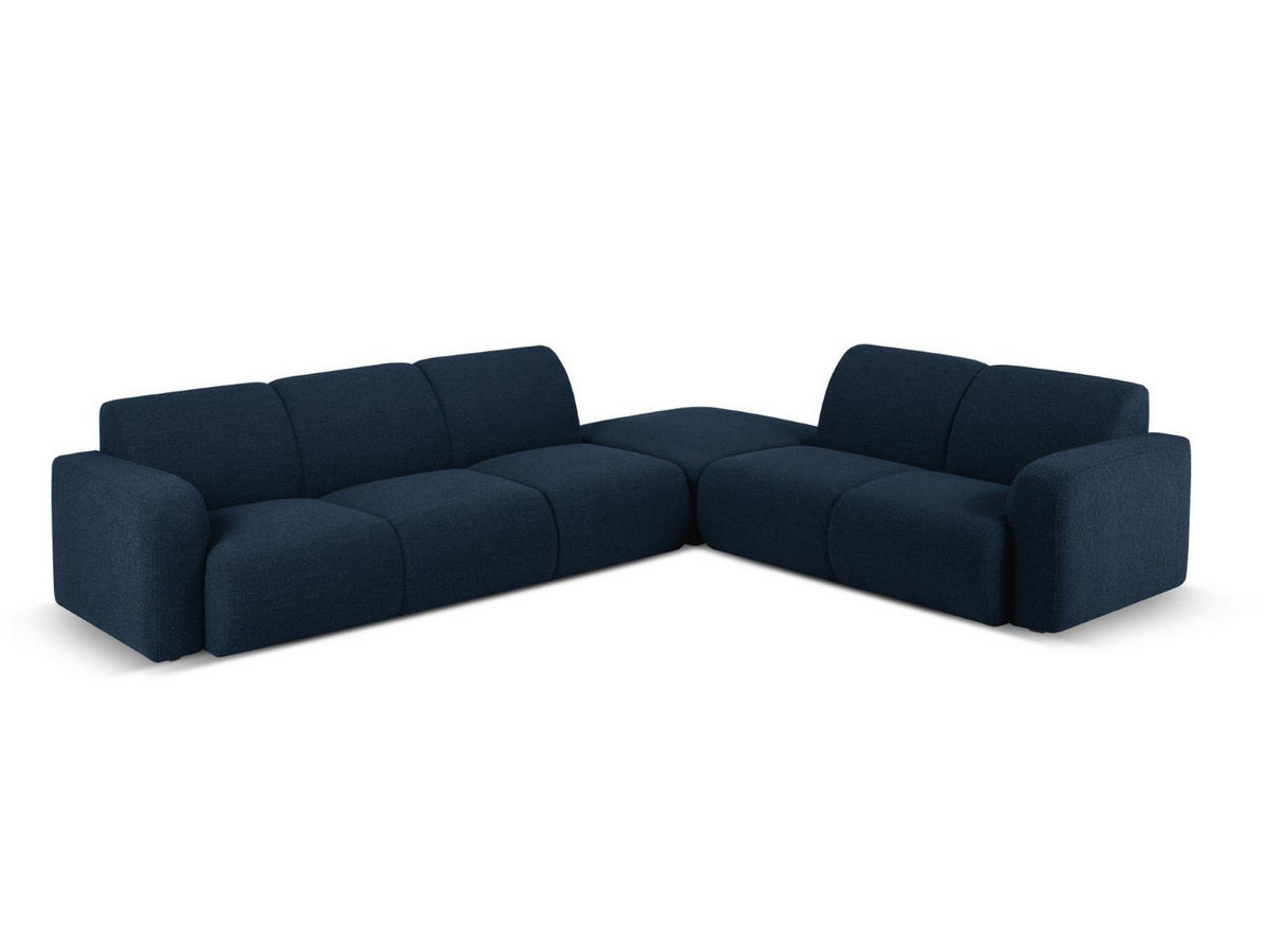 ECKSOFA rechts Molino aus Boucle dunkelblau 6 Sitzplätze - Dunkelblau, Textil (250/315cm) - Micadoni