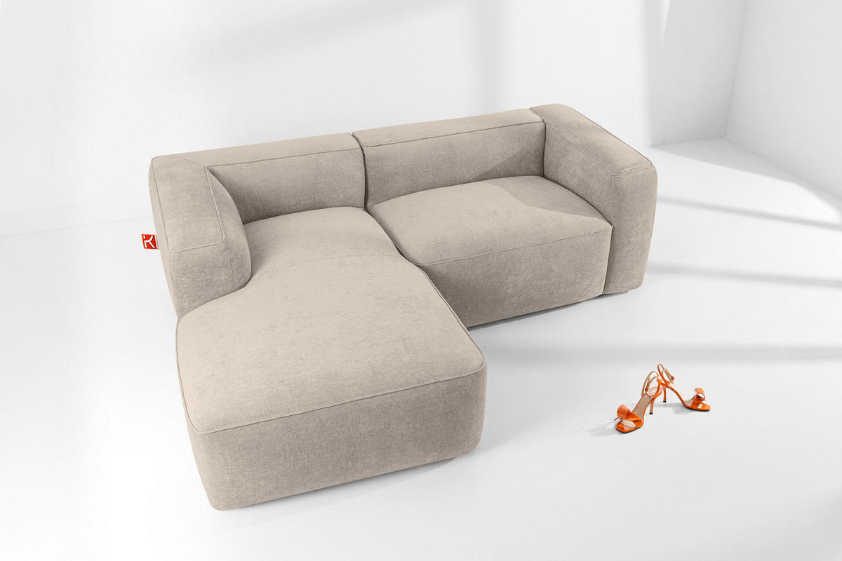ECKSOFA LINKS FUBBO, Cremig - Creme, Holz/Holzwerkstoff (225/176cm) - KONSIMO®