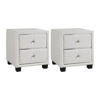 2‑ER Set Nachttische mit 2 Schubladen - Stoff - Elfenbein - PICHONIA - Weiß, Textil (41.5/45.5/40.5cm) - Vente-Unique