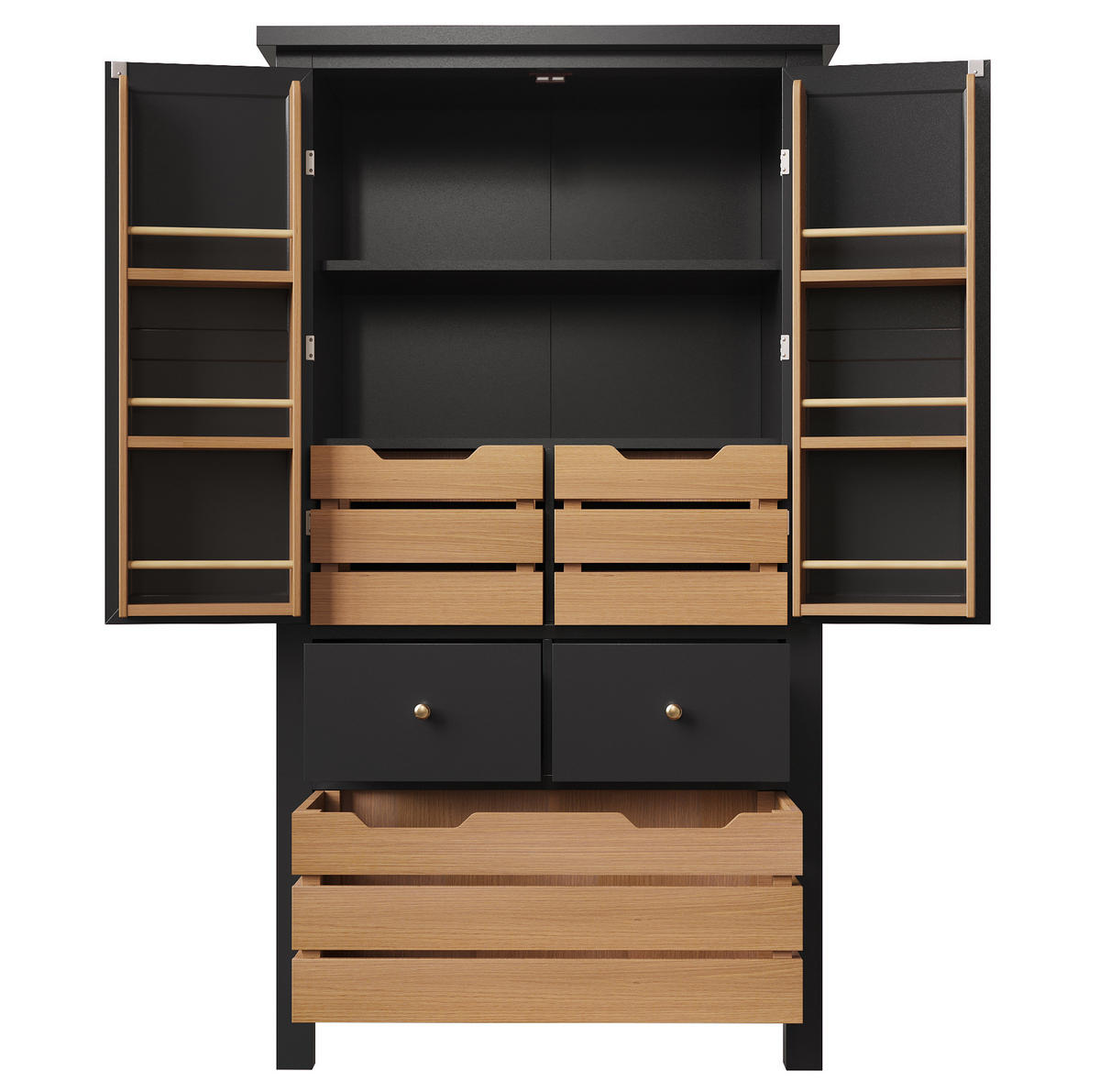 HIGHBOARD mit Schubladen 80/40/140 cm in Schwarz mit viel Stauraum - Schwarz, Holzwerkstoff (80/140/40cm) - BEAOK