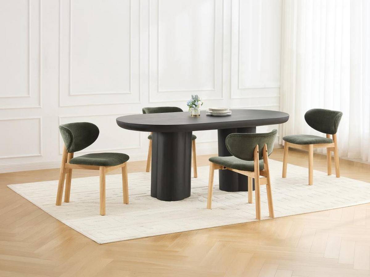 2ER-SET Stühle - Stoff und Gummiholz - Grün - FALDRA - Grün, Textil (61.5/76/50cm) - Vente-Unique