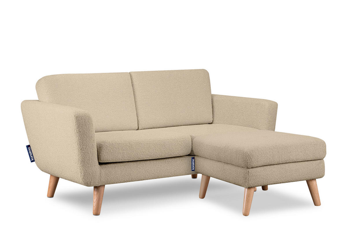 SOFA TAGIO mit Armlehnen, Beige - Beige/Braun, Buchenholz/Textil (153/80/84cm) - KONSIMO®