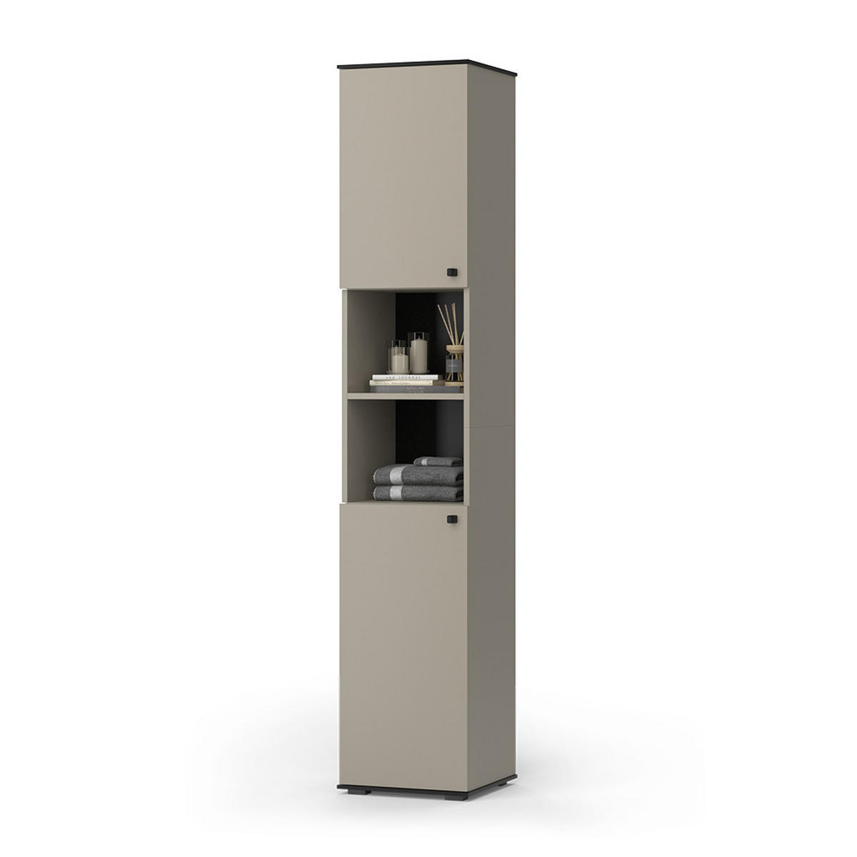 BADSCHRANK Joli Greige 37 x 192 cm mit 2 Türen - Greige, Holzwerkstoff (37/192/34cm) - Vicco