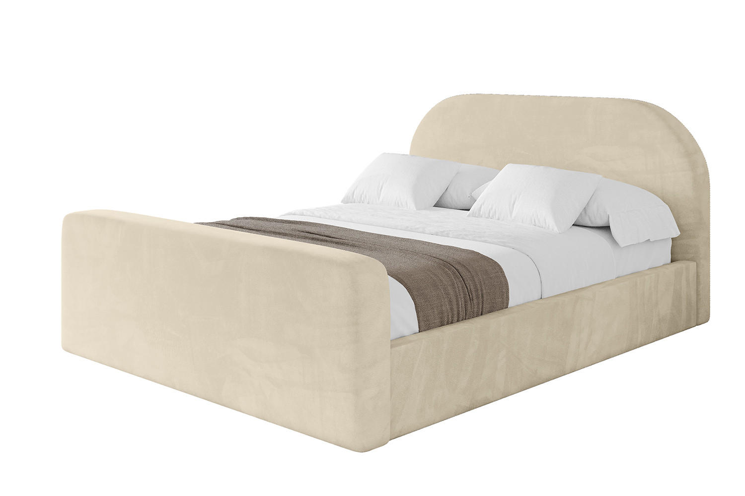 POLSTERBETT mit Bettkasten, Fußteil und Lattenrost, Boxbett mit Matratze H3/H4 - TIVON-Z 120x200 Beige - Ecru, Holzwerkstoff/Textil (120/200cm) - ALTDECOR