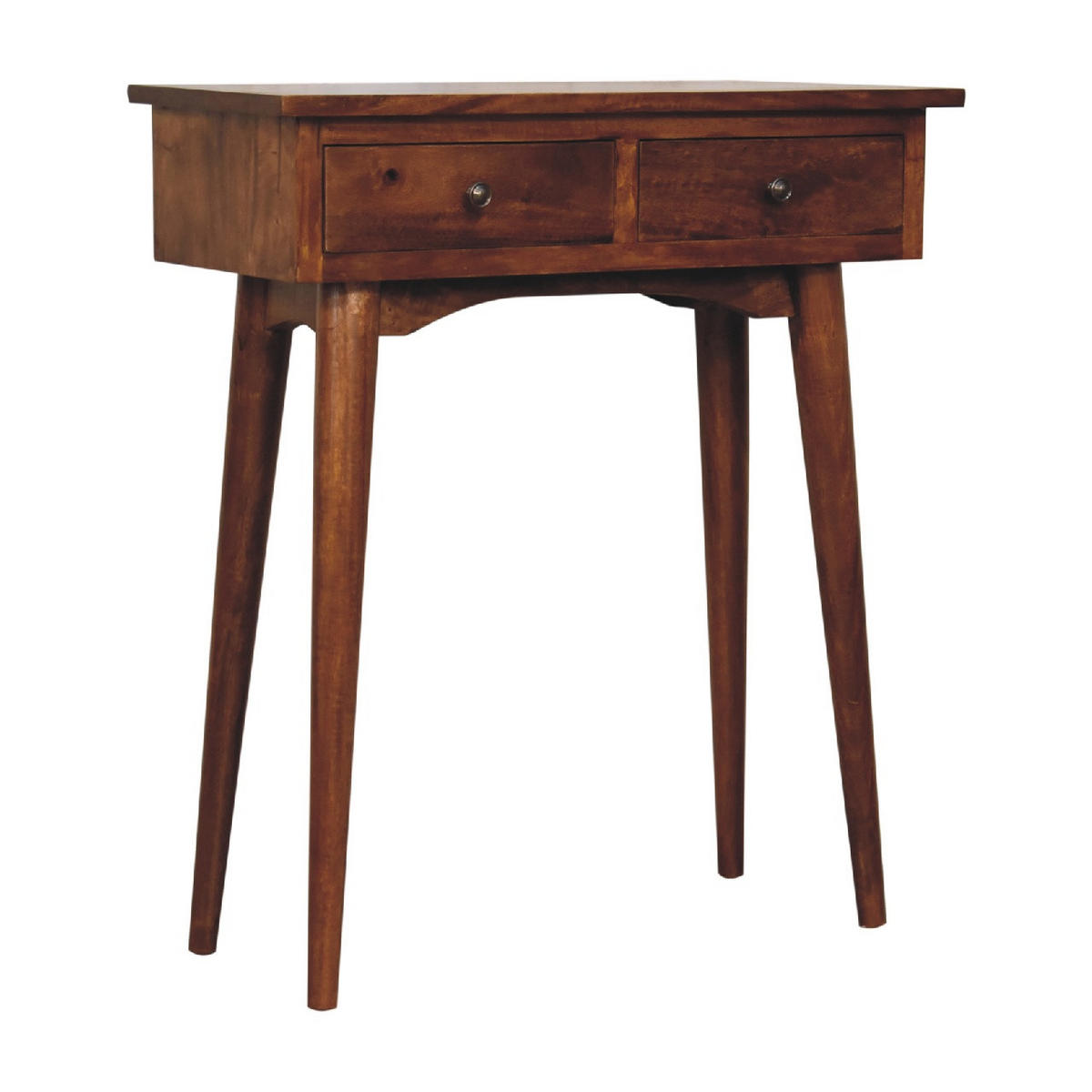 MINI Flurkonsole im Kastanienholz-Finish mit 2 Schubladen - Messingfarben/Braun, Holz/Metall (30/70/78cm) - Artisan Furniture