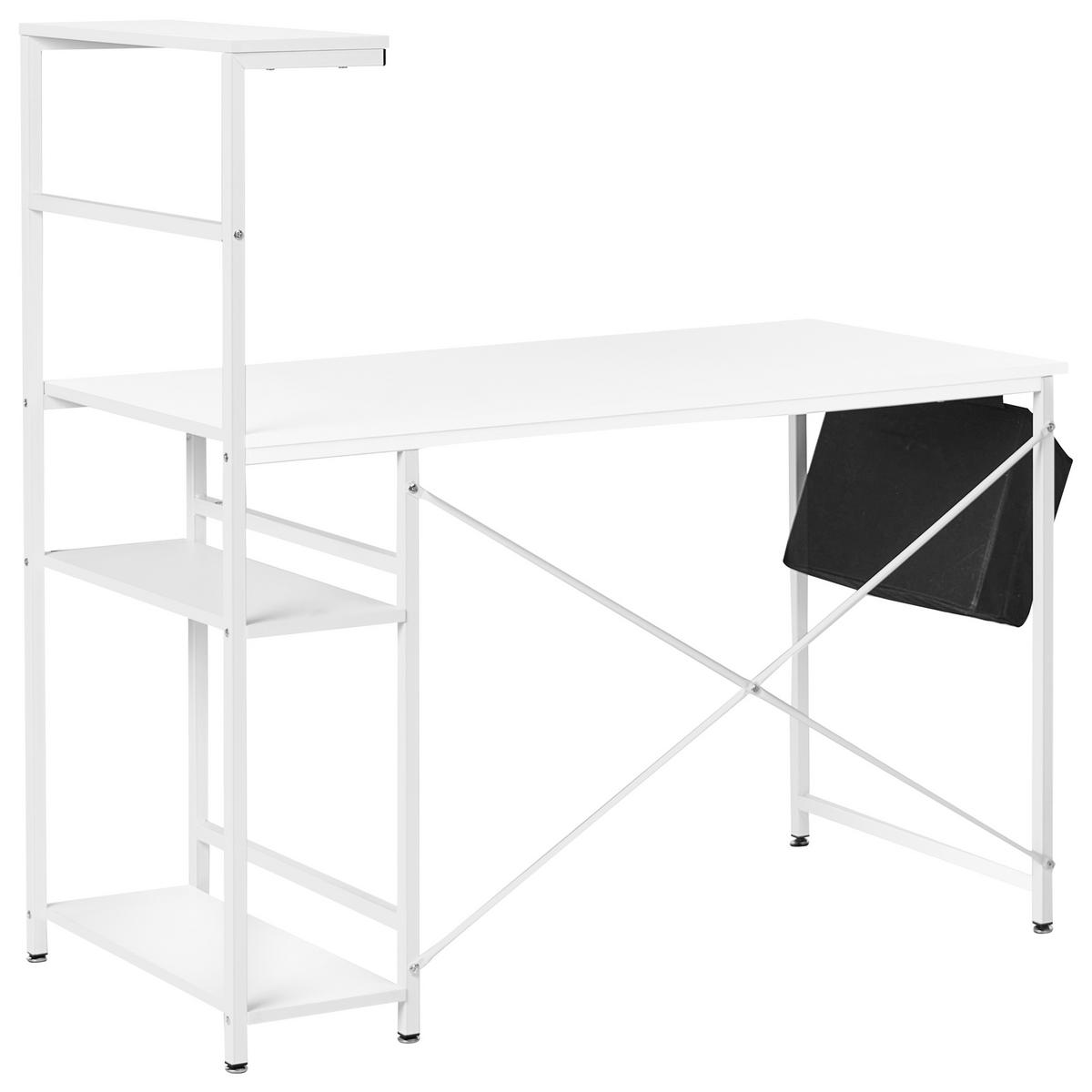 PSACÍ STŮL Bílý 120/60 cm s úložným prostorem Aramingo - bílá, kompozitní dřevo (60/120/120cm) - Beliani