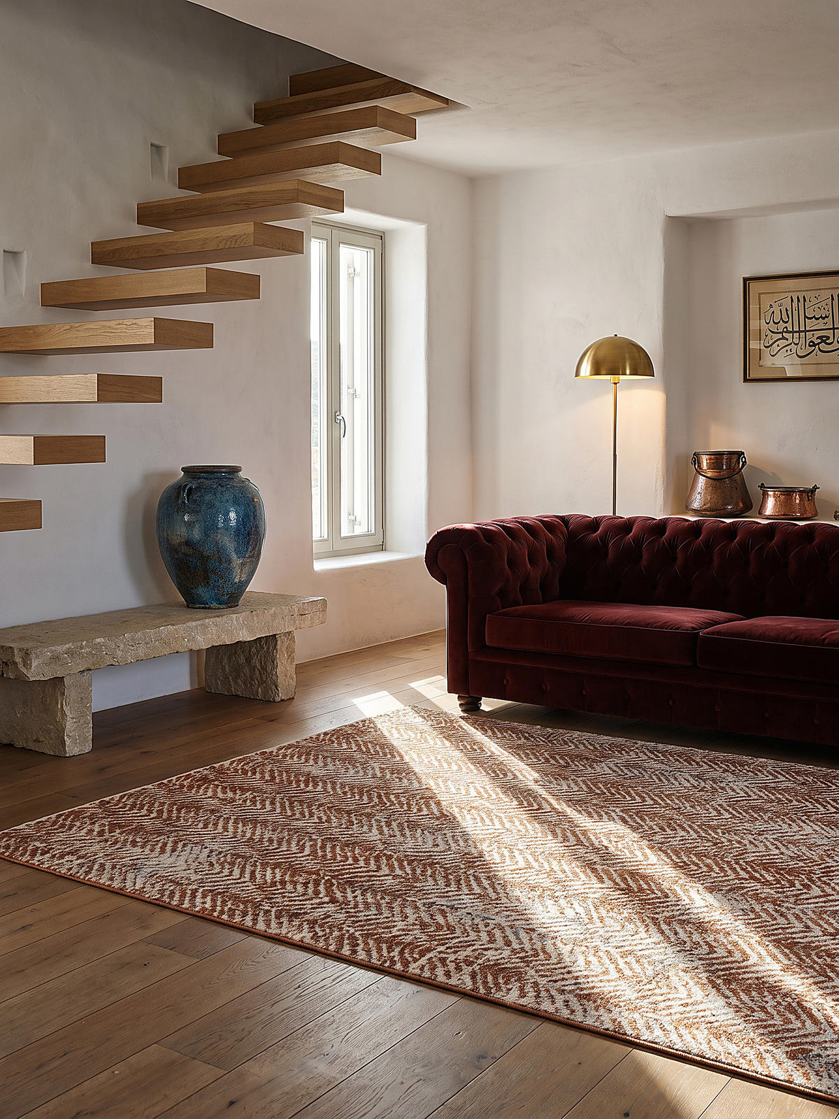 KURZFLORTEPPICH CROAL, Chevron, Natur-Terrakotta, 160 x 230 cm - Beige, Textil (160/230cm) - KADIMA DESIGN