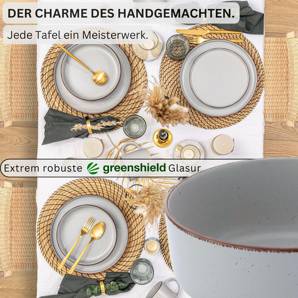 SCHALEN BOMBAY STONE - 4 teilig aus Steingut - Hellgrau, Stein (16.5/16.5/6.5cm) - Sänger