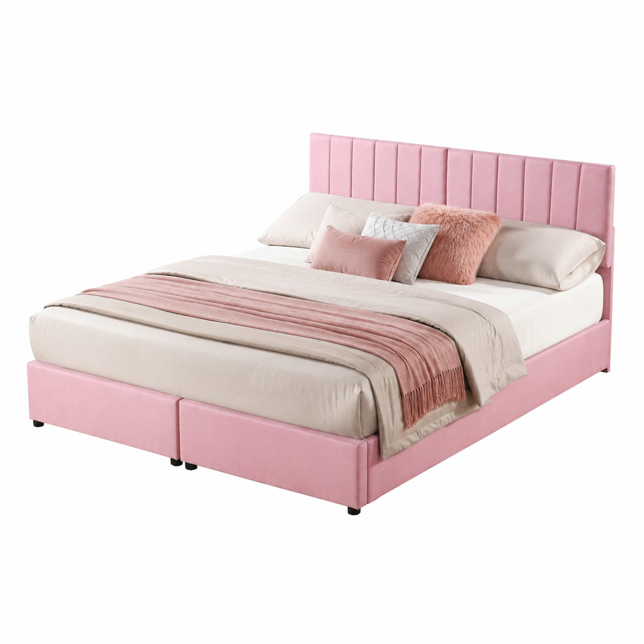 Beauniv Polsterbett Pink 180x200 cm