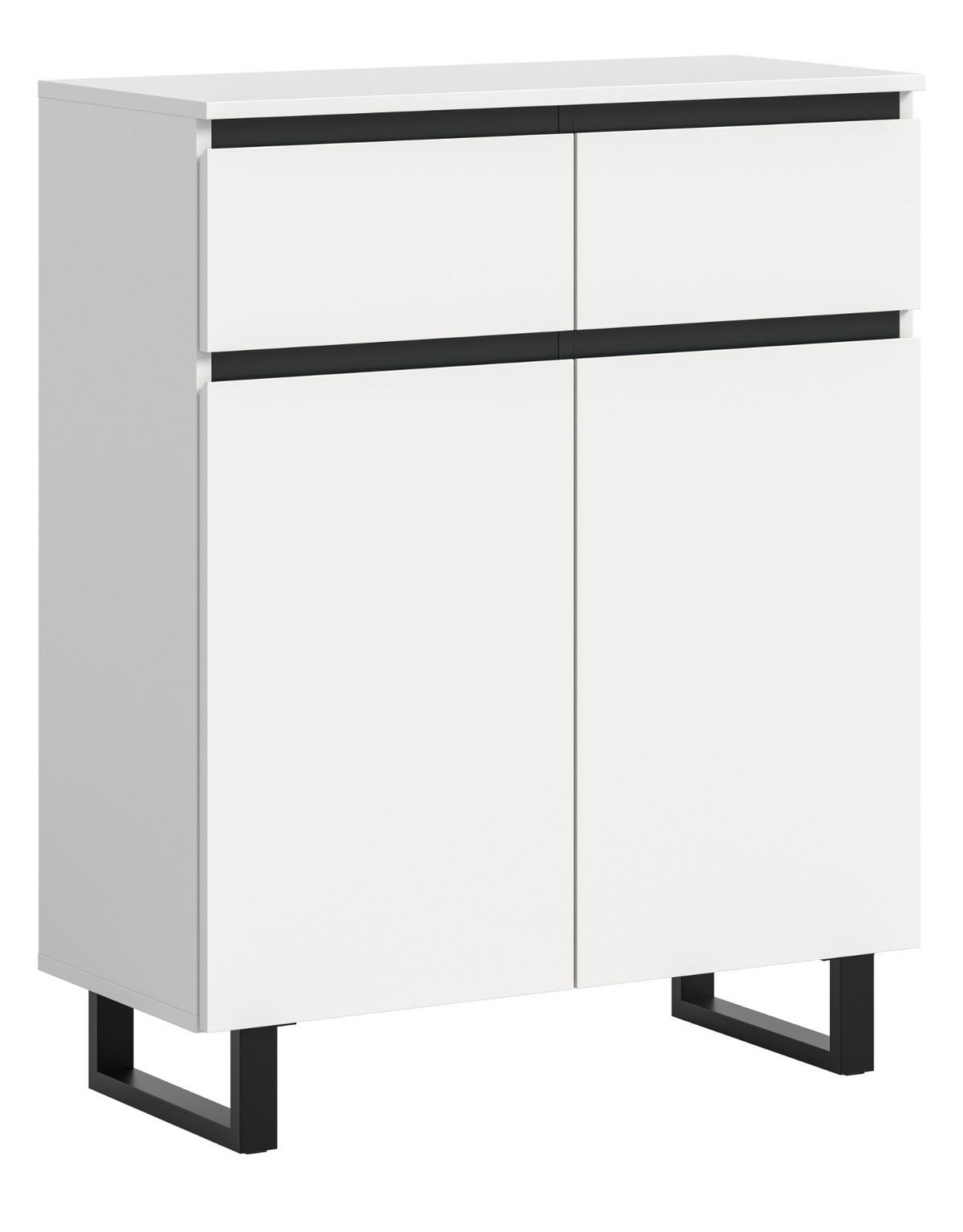 KOMMODE weiß, schwarz, Highboard 80 x 99 cm, Soft-Close, Gelia - Schwarz/Weiß, Holzwerkstoff/Metall (80/99/36cm) - Inn.Furn