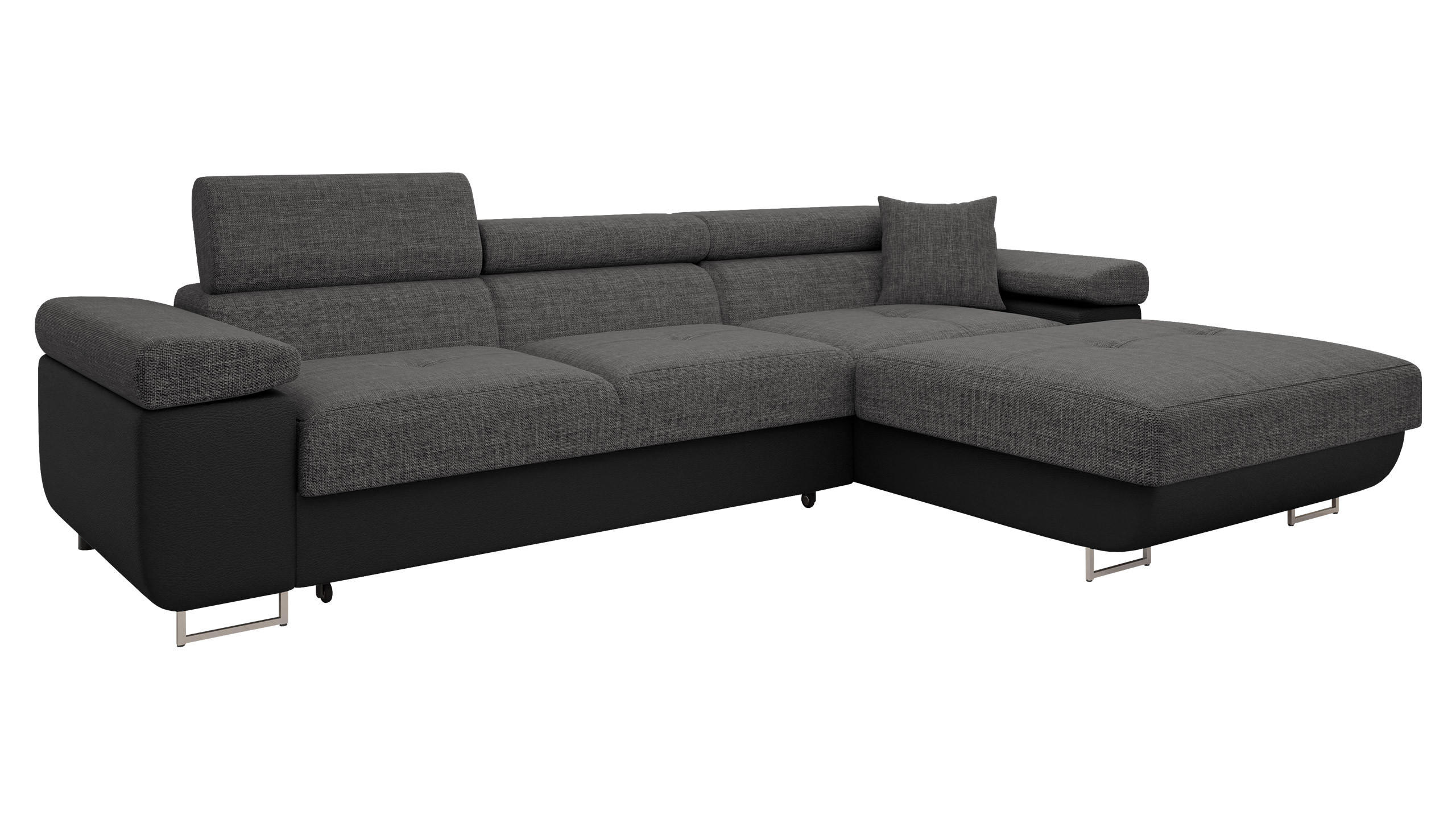 ECKSOFA Torezio Mini, Seite: Rechts - Dunkelgrau, Holz/Textil (280/170cm) - MIRJAN24