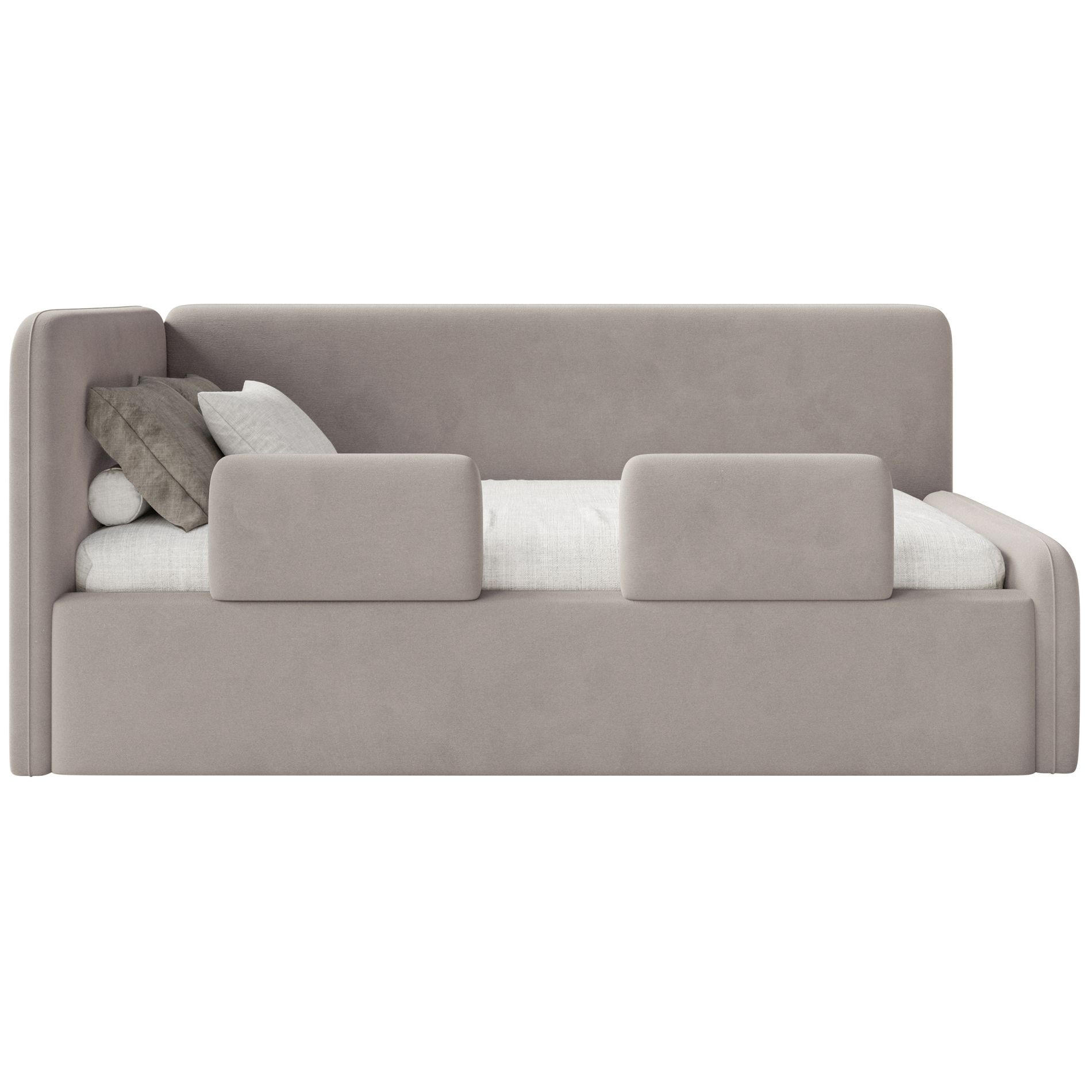 KINDERBETT Fanko Samt Graubeige 90x200 cm - Taupe/Schwarz, Kunststoff/Textil (90/200cm) - Selsey