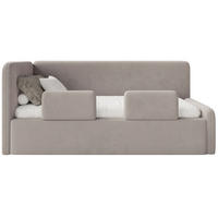 KINDERBETT Fanko Samt Graubeige 90x200 cm - Taupe/Schwarz, Kunststoff/Textil (90/200cm) - Selsey