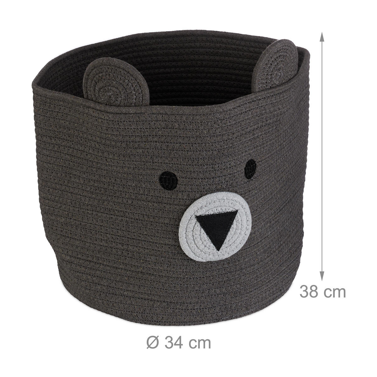 KOŠ Béžový dětský bavlna medvěd 38x34 cm - šedá, textil (34/34cm) - Relaxdays