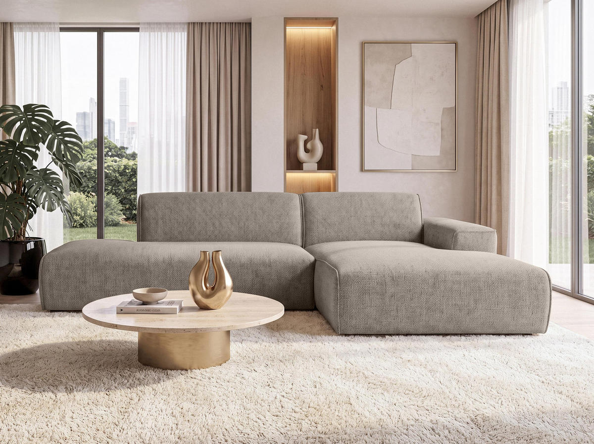 ECKSOFA L Form Didim Duo Braun 288/162/80 cm – stilvolle kleine Eckcouch Rechts - Schwarz/Braun, Kunststoff/Textil (162/288cm) - AX Living