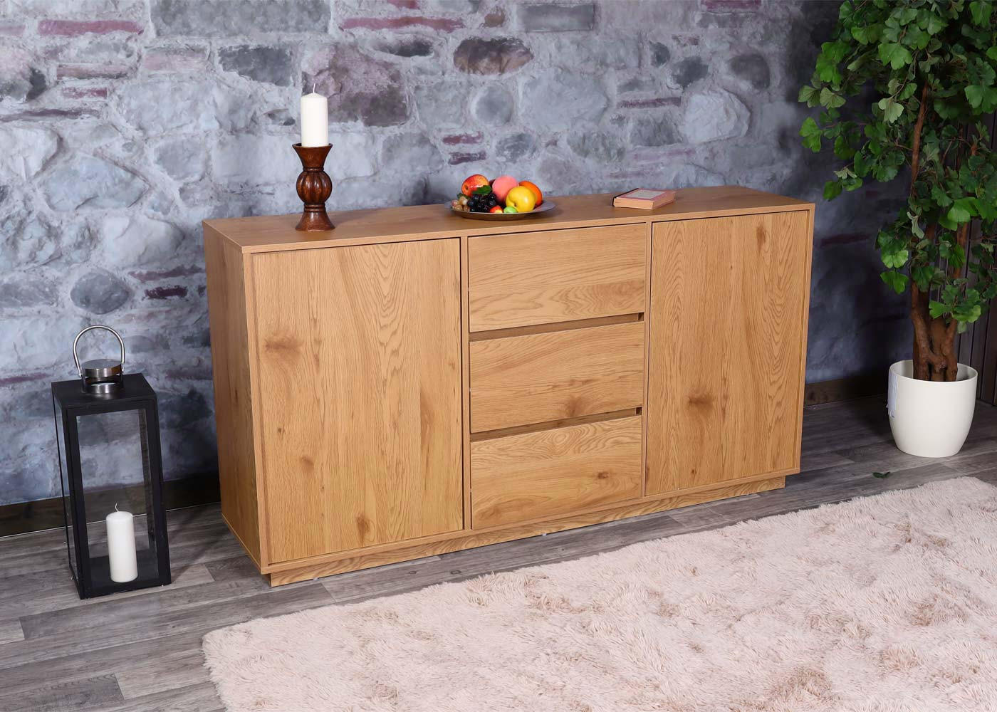 SIDEBOARD Eiche Dekor - Eichefarben, Holz (160/86/40cm) - MCW