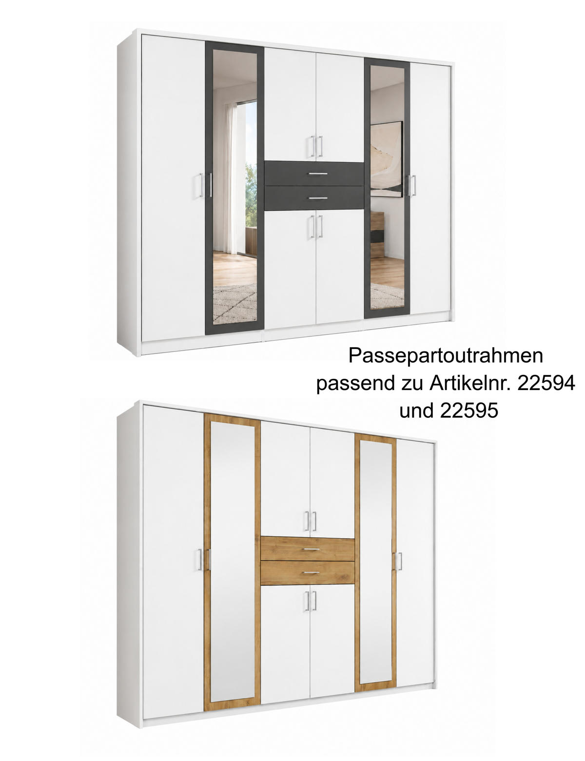 PASSEPARTOUTRAHMEN zum Kleiderschrank 22594&22595, B273/H211/T58 cm, Abschlussrahmen in Weiß / 22594-01 - Weiß, Holzwerkstoff (273/211/12cm) - luma-home