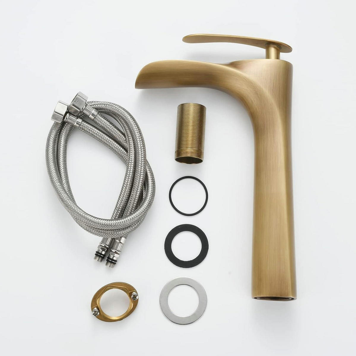 WASCHTISCHARMATUR Wasserfall Antik Messing - Bronzefarben, Metall (13/22/29cm)