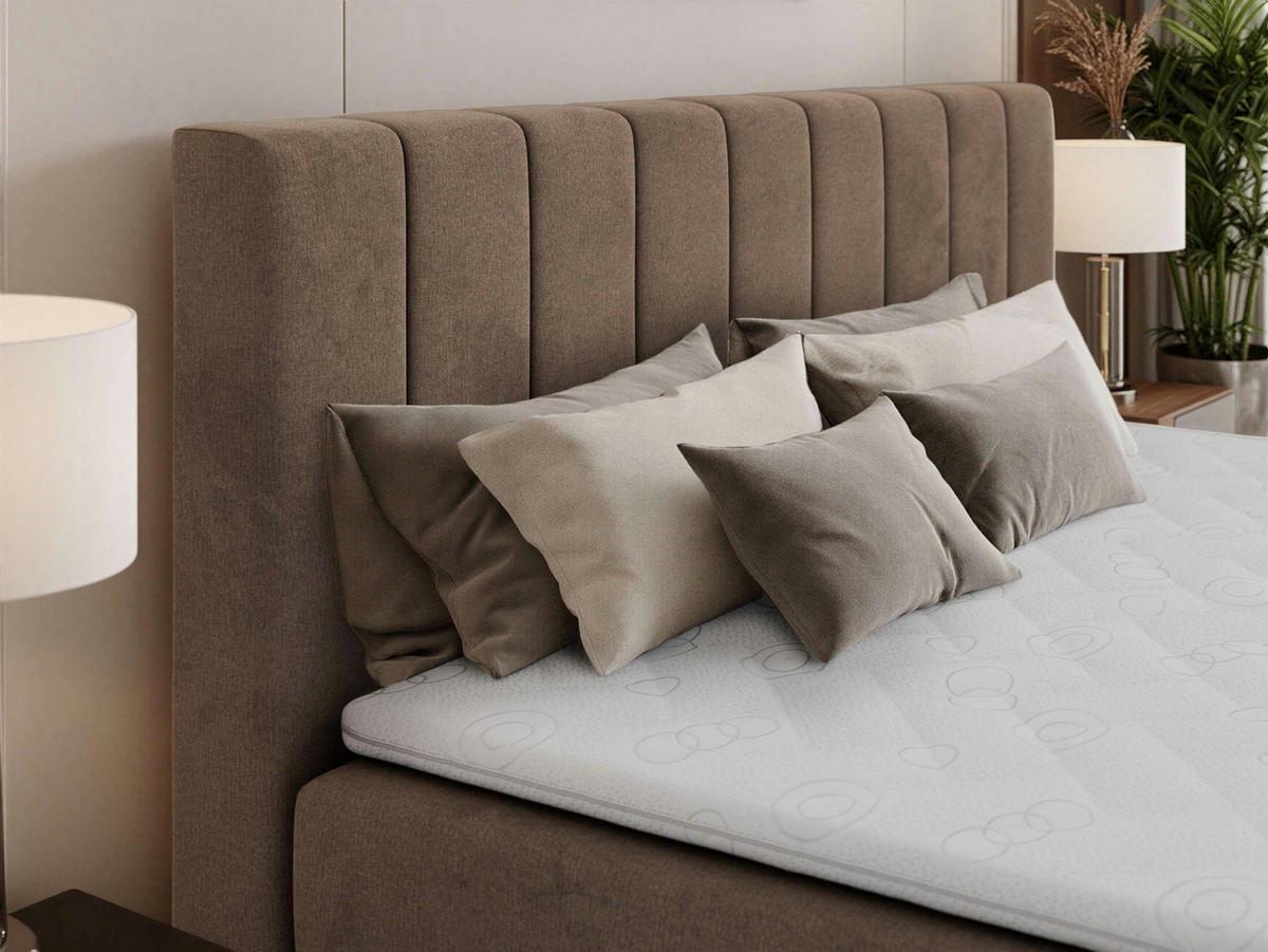 BOXSPRINGBETT ALVER 180/200 - Braun Velvet - H4 - Braun, Textil (180/200cm) - MKS