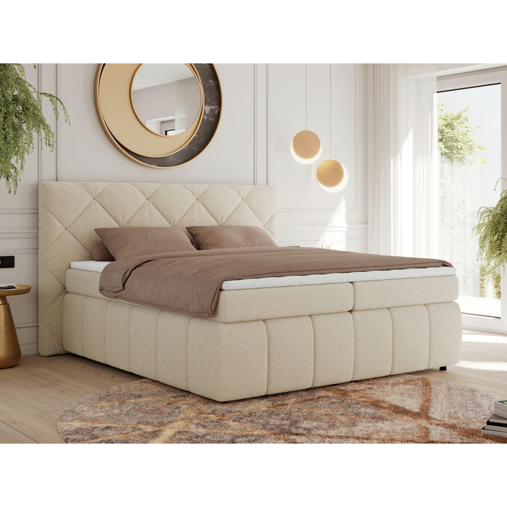 Thumbnail - Boxbett, Beige, Textil, 2-Sitzer, H3, Rechteckig, 160x200 cm, Oeko-Tex®, Schlafzimmer, Betten, Boxspringbetten