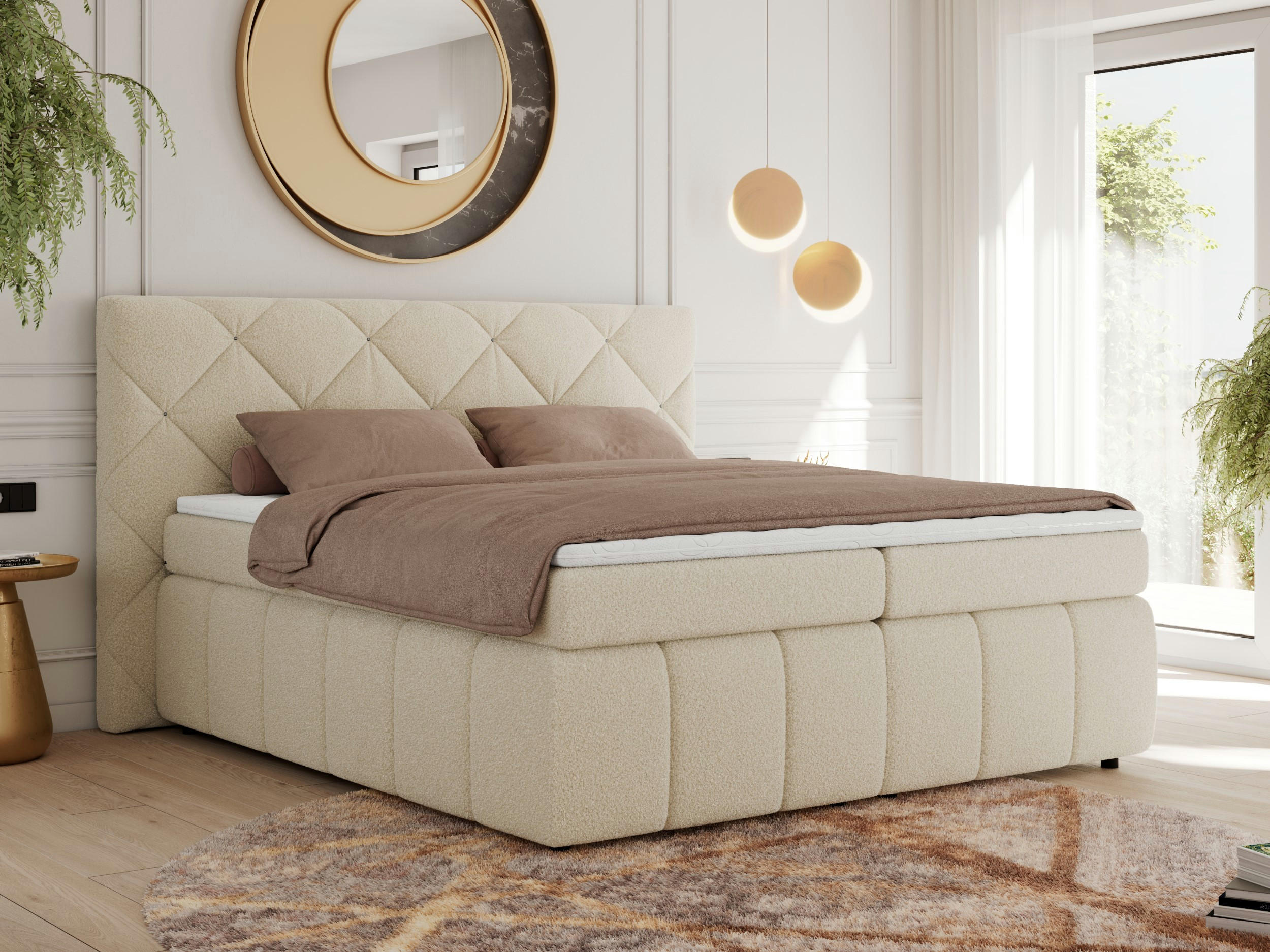 Thumbnail - Xxxl Boxbett, Beige, Textil, 2-Sitzer, H4, Rechteckig, 180x200 cm, Oeko-Tex®, Schlafzimmer, Betten, Boxspringbetten