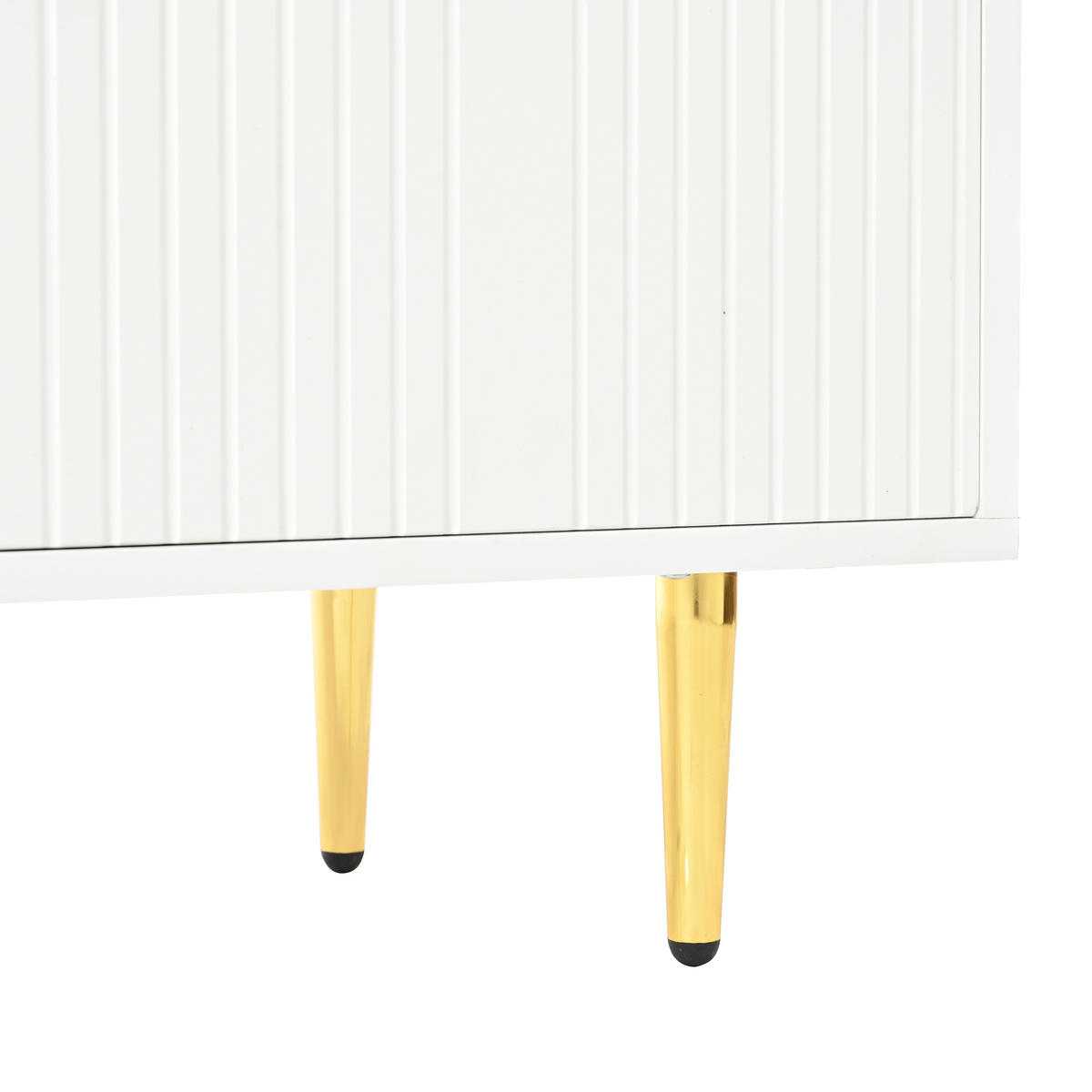 SIDEBOARD in Weiß Kommode mit 4 Türen und Goldene Gebürstete Griffe für Wohnzimmer, B160/T40/H80cm - Goldfarben/Weiß, Holzwerkstoff/Metall (160/80/40cm) - STILVORA