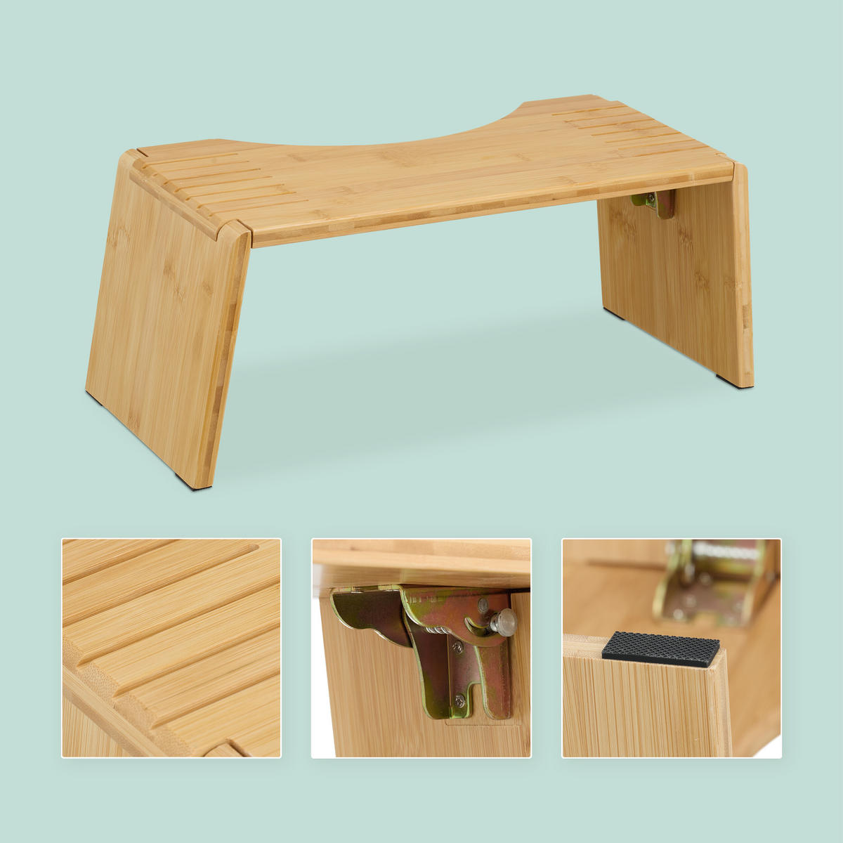 TOILETTENHOCKER - Hellbraun, Holz/Kunststoff (48.5/19/20cm) - Relaxdays