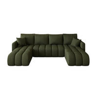 WOHNLANDSCHAFT GARDA U-Form grün Strickstoff Aragon 39 - Schlaffunktion, Bettkasten - Grün, Textil (305/88/150cm) - Cornero