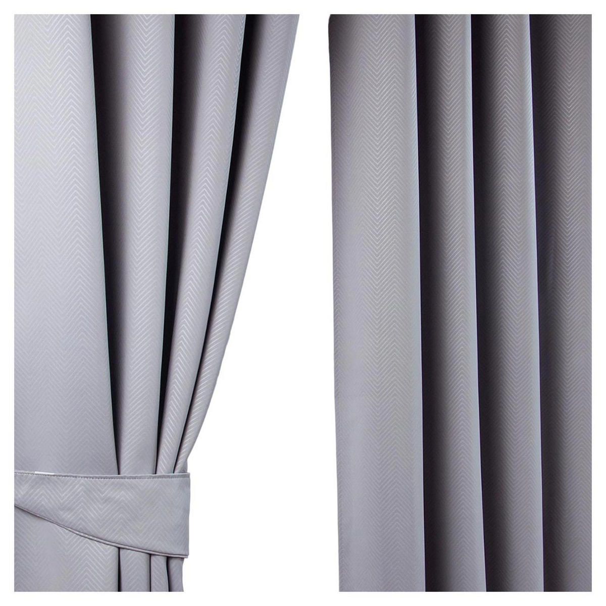 VERDUNKELUNGSVORHÄNGE Fischgrät mit Thermo-Funktion, Ösen 167/137 cm - Grau, Textil (167/137cm) - Homescapes