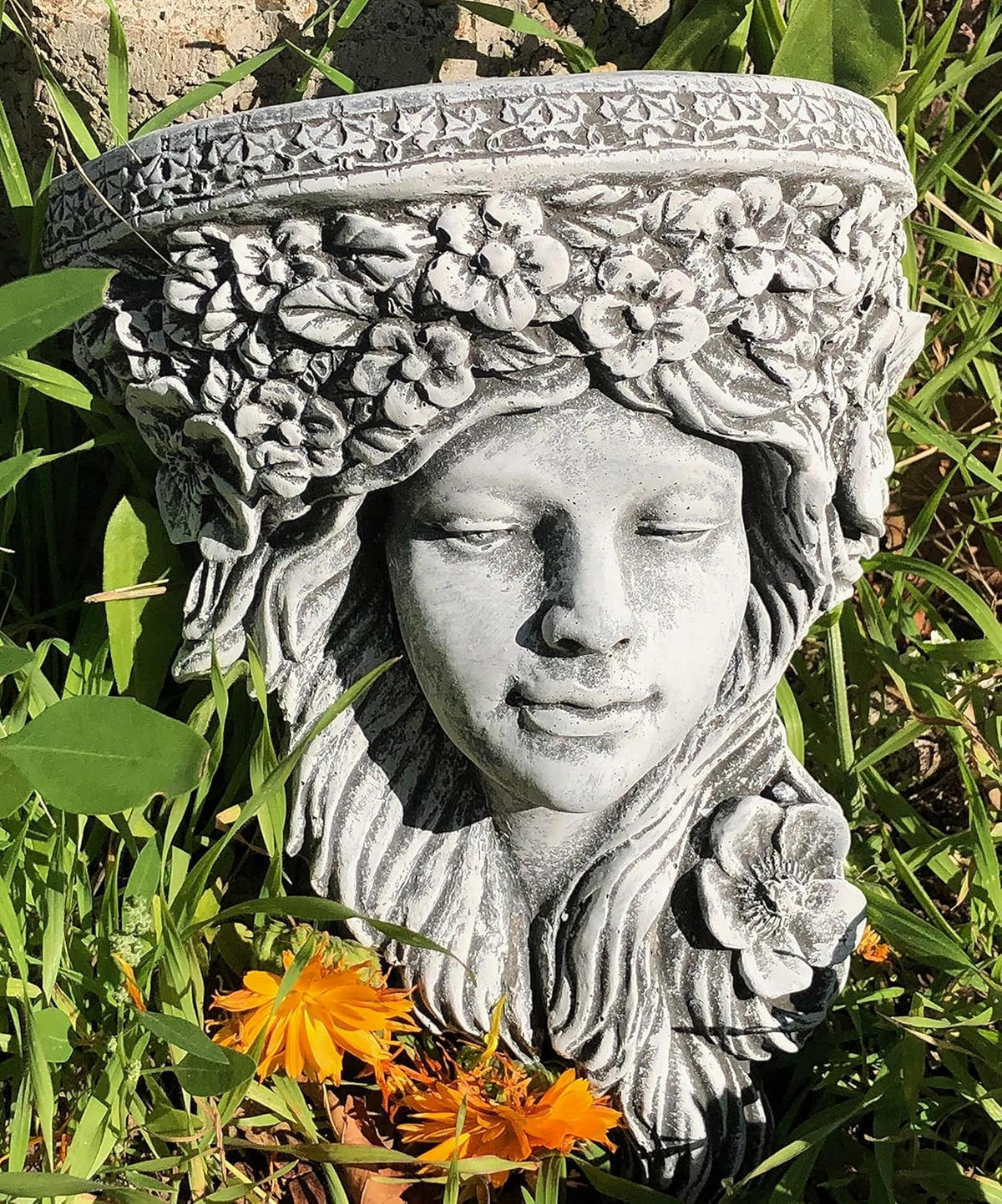 STEINFIGUR Wandkonsole Wandrelief Waldfee Fee frostfest wetterfest Steinguss Gartenfigur - Grau, Stein (18/9/24cm) - stoneandstyle