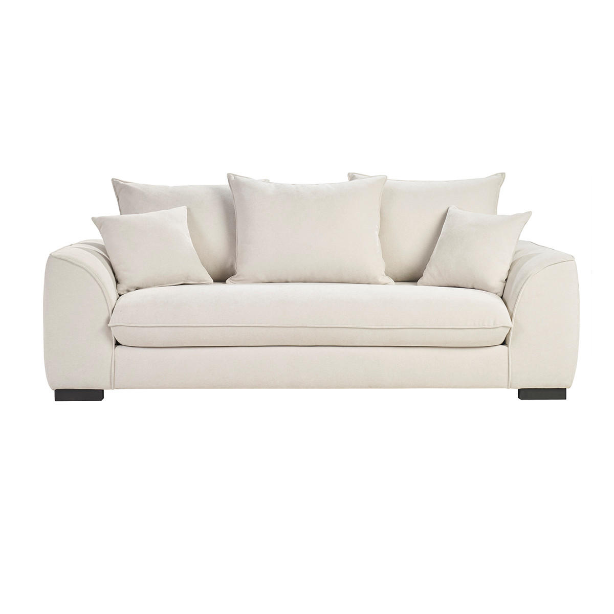 SCHLAFSOFA mit 3 Sitzen in Beige Samtoptik mit 12 cm Matratze ARMAND - Beige, Textil (100/80/217cm) - Miliboo