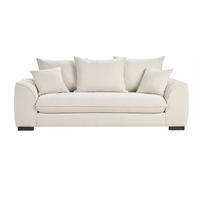 SCHLAFSOFA mit 3 Sitzen in Beige Samtoptik mit 12 cm Matratze ARMAND - Beige, Textil (100/80/217cm) - Miliboo