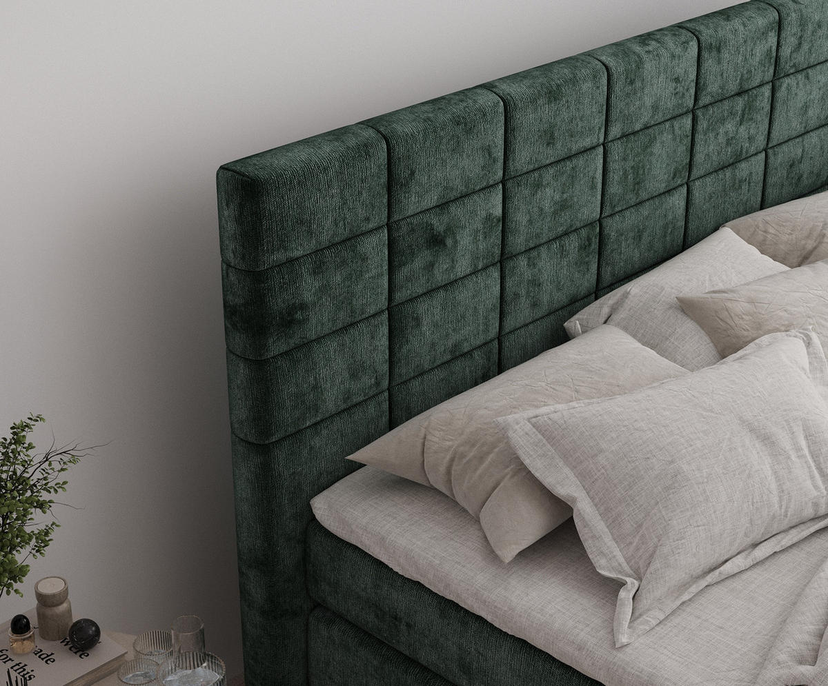 BOXSPRINGBETT Ava Grün 140/200 cm - Schwarz/Grün, Holz/Holzwerkstoff (140/200cm) - Maison de Reve