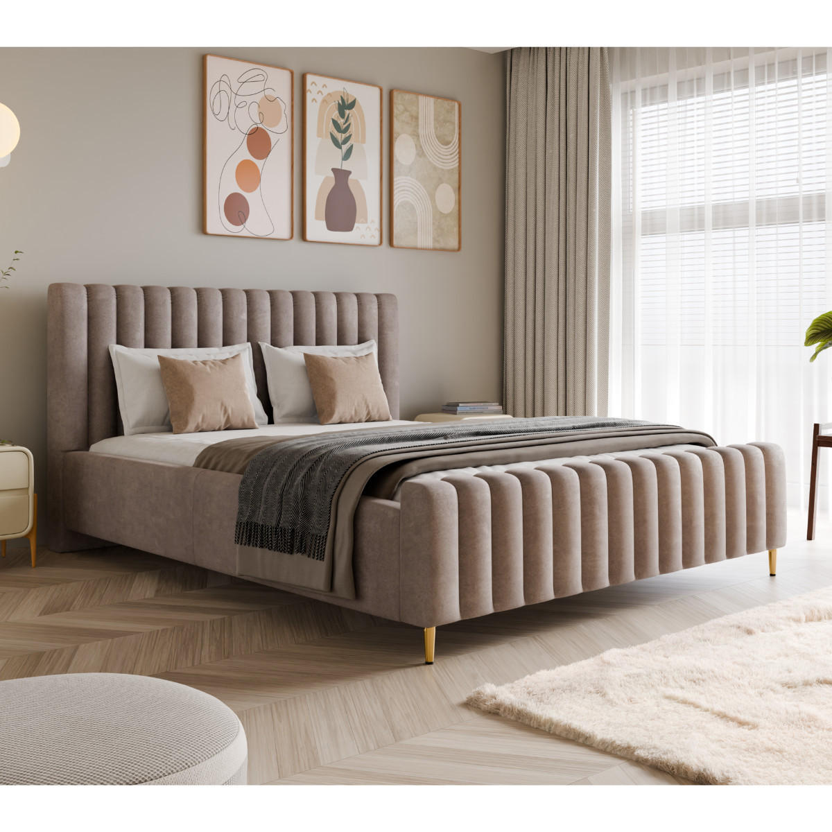 POLSTERBETT LUX 180x200 cm Amon 16 Braun inkl. Bettkasten & Metallrahmen - Braun, Textil (180/200cm) - Excellent Home