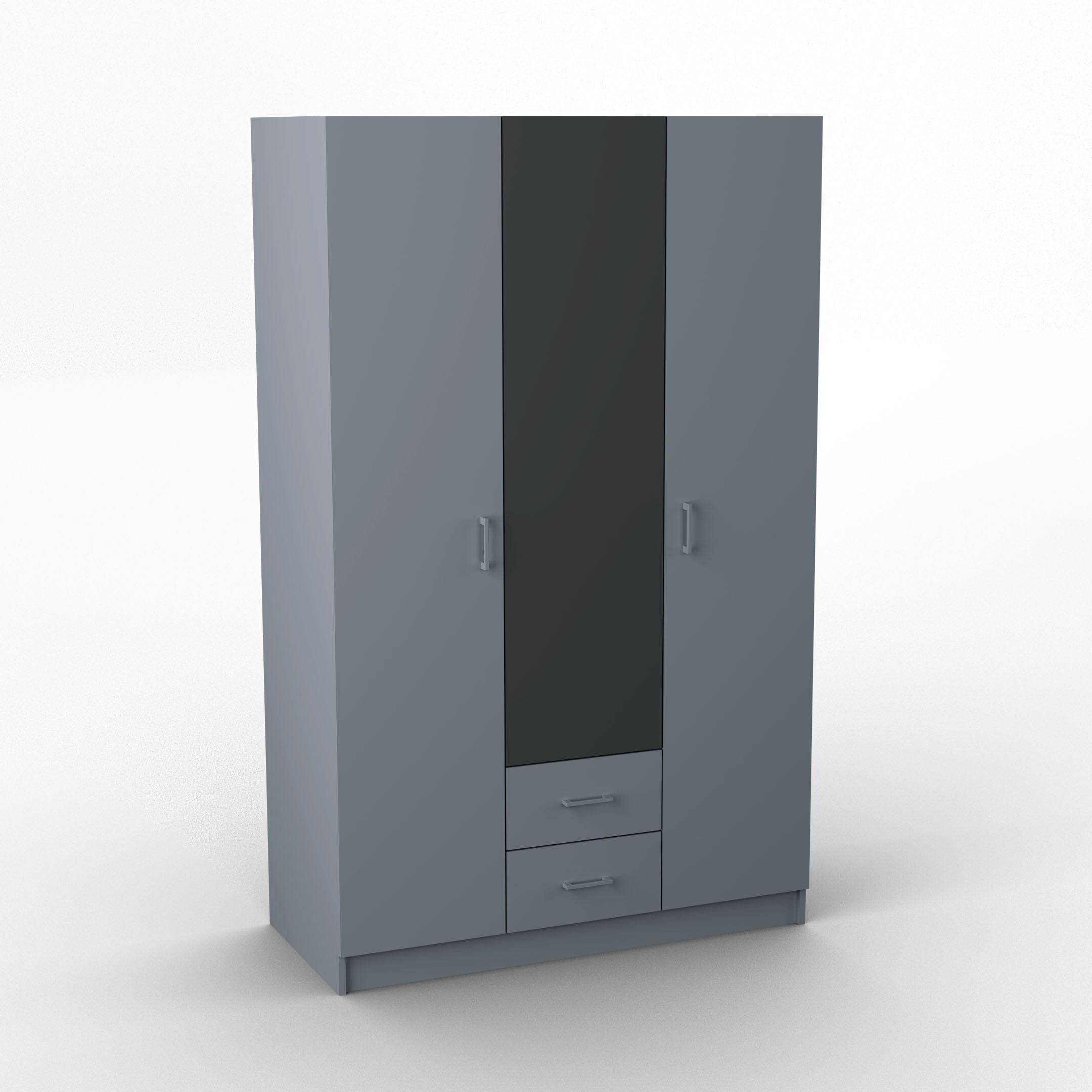 DREHTÜRENSCHRANK PINELLO 120/195/55cm 2-türig mit Spiegel Graphitfarben - Graphitfarben, Holzwerkstoff (120/195/55cm) - MASSENO