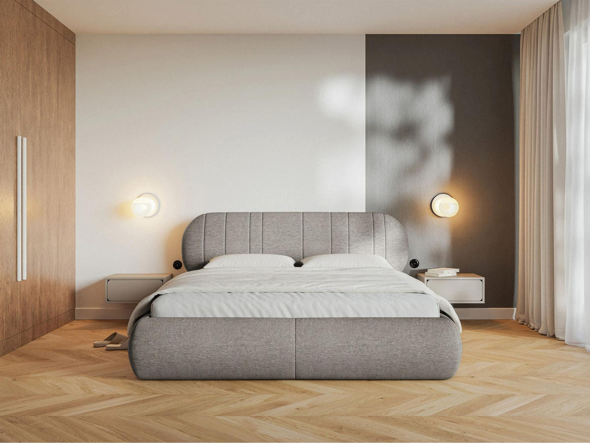 POLSTERBETT Asmelio Greige 140x200 cm - Taupe, Holz/Textil (140/200cm) - Selsey