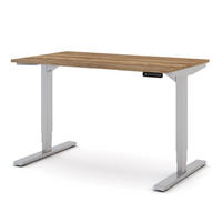 SCHREIBTISCH Elektrisch höhenverstellbarer Schreibtisch Y-Line Eiche Tabak Weißaluminium 120/70/62-127cm - Weiß Hochglanz/Silberfarben, Holzwerkstoff/Metall (70/120/127cm) - ASSMANN
