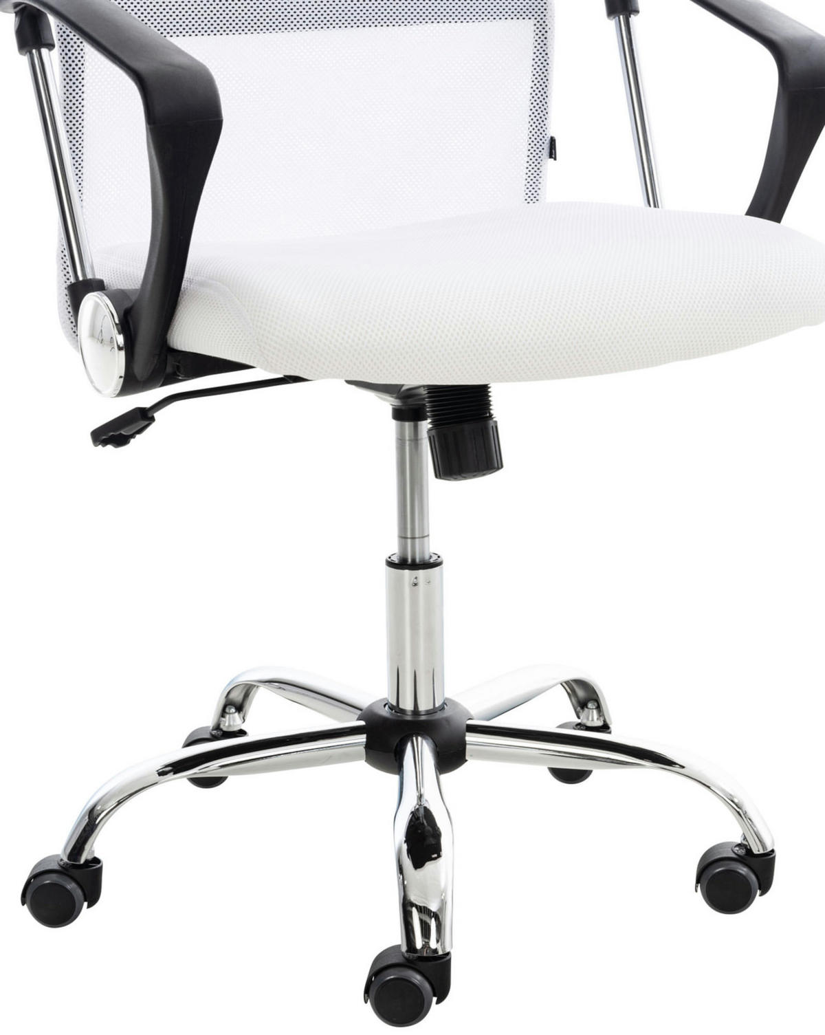 CHEFSESSEL Lederlook weiß - Chromfarben/Weiß, Textil/Metall (60/110/53cm) - CLP