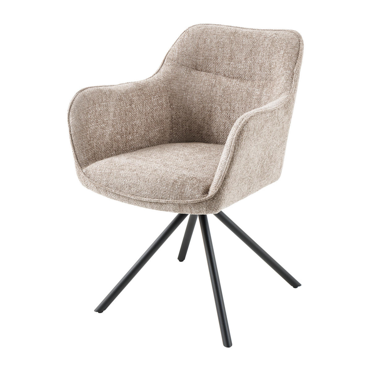 STUHL VERONA Strukturstoff Champagner 80 cm - Beige/Schwarz, Textil/Metall (58/80/59cm) - riess-ambiente