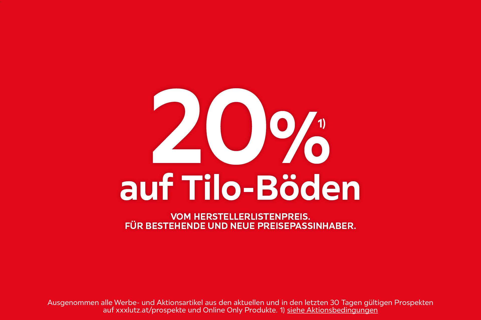 20 % auf Tilo-Böden vom Herstellerlistenpreis. Für bestehende und neue Preispassinhaber.