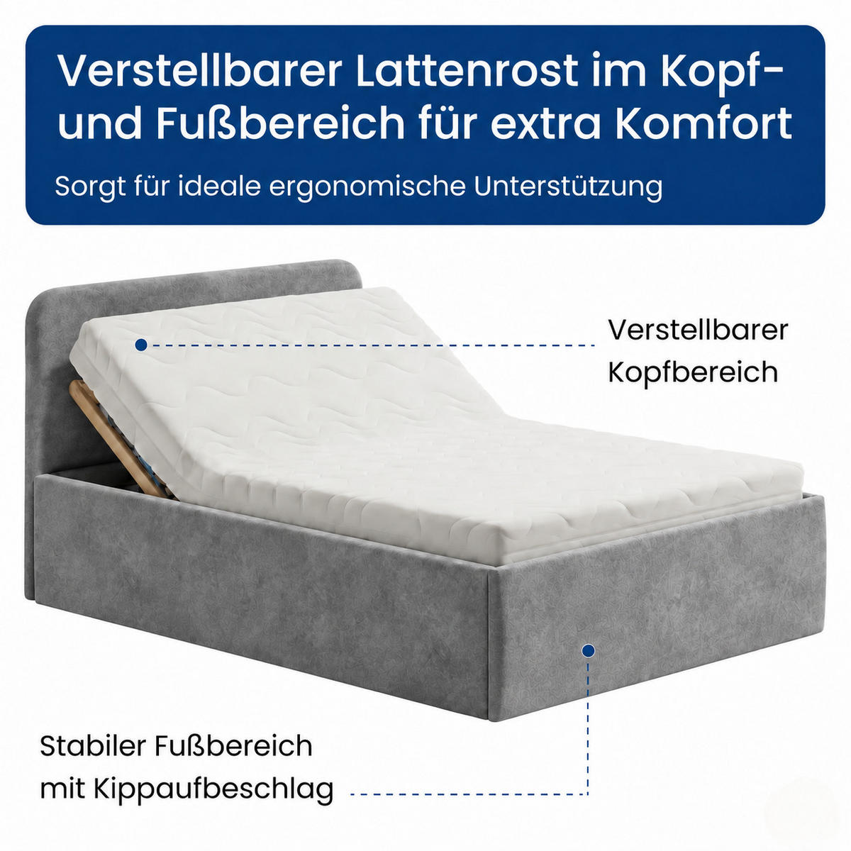 POLSTERBETT 140x200 cm Bonnellfederkernmatratze H2 Microvelours in Grau - Grau, Textil (140/200cm) - Home Collective