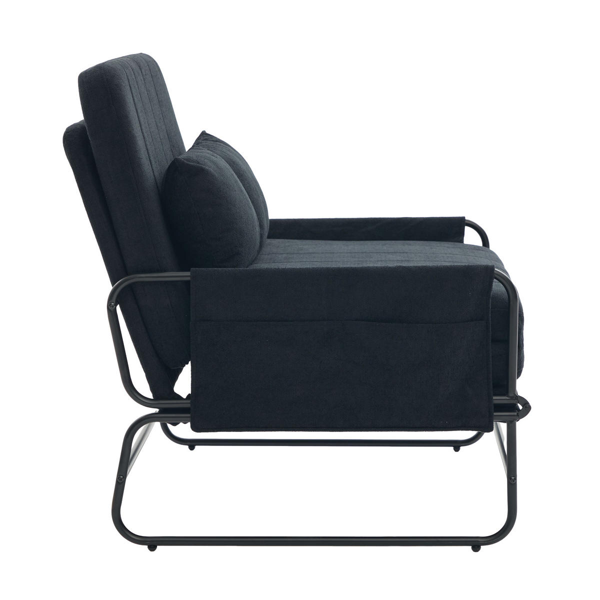 SCHLAFSOFA 2-Sitzer umbaubar mit Metallgestell, DE-42601, Schwarz - Schwarz, Metall (104/92/85cm) - ComfortXL