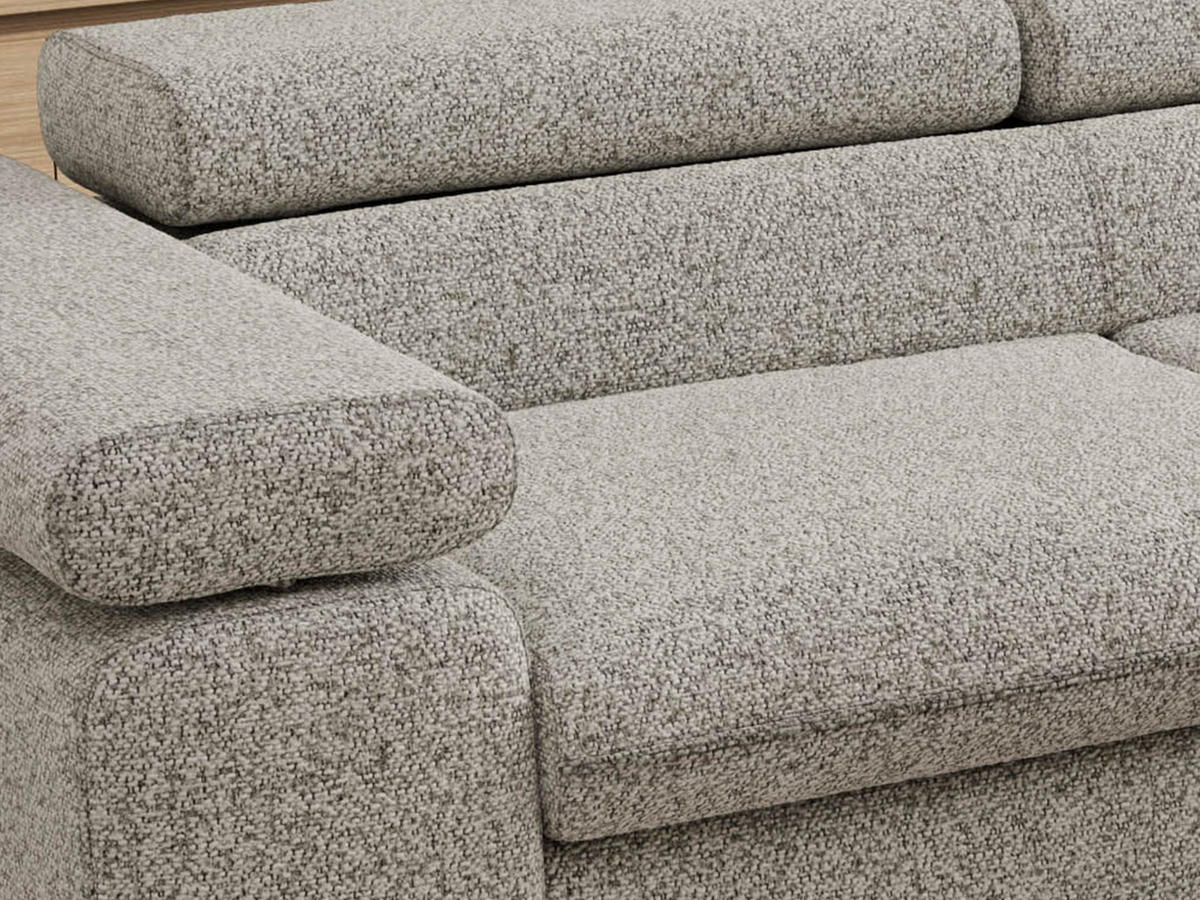 ECKSOFA PABLO L Hellgrau Struktur - Rechts Seite mit T25 Topper - Hellgrau/Schwarz, Textil/Metall (273/208cm) - MKS