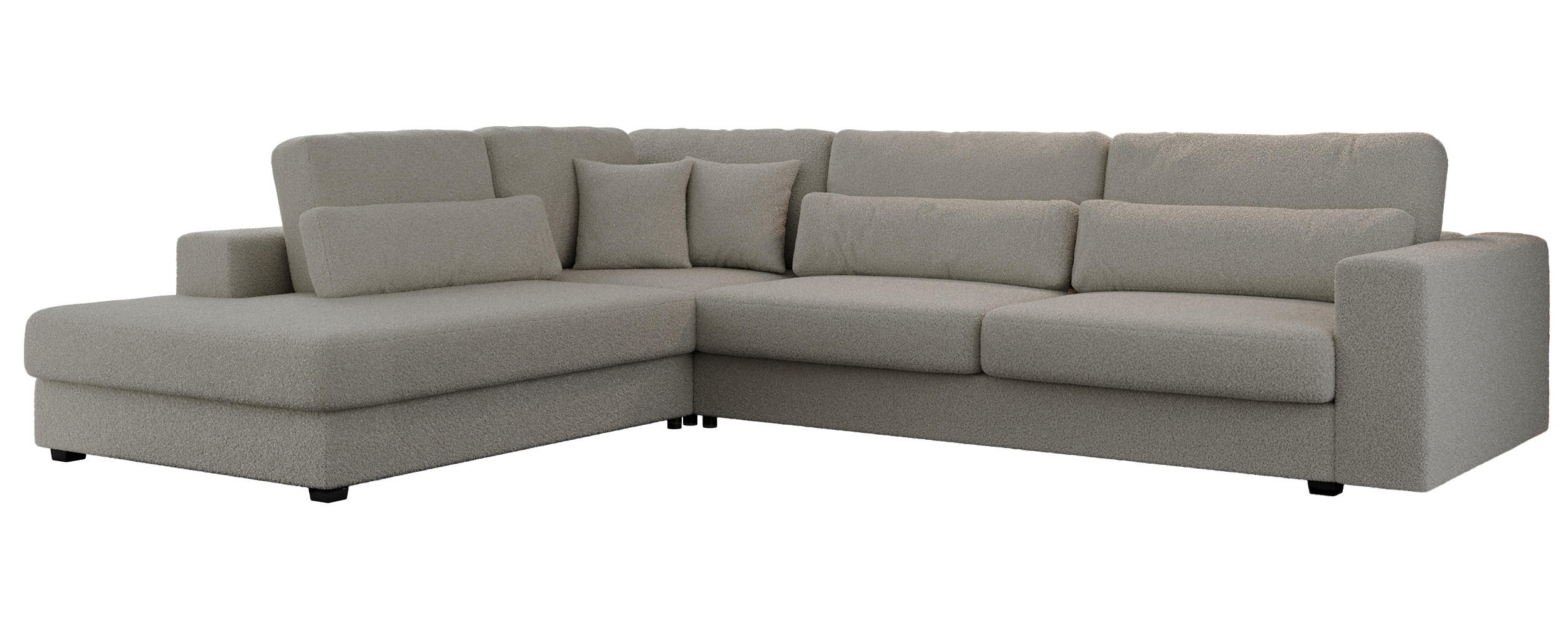 ECKSOFA Savona Grau Boucle - links - Schwarz/Grau, Kunststoff/Textil (316/249cm) - MKS