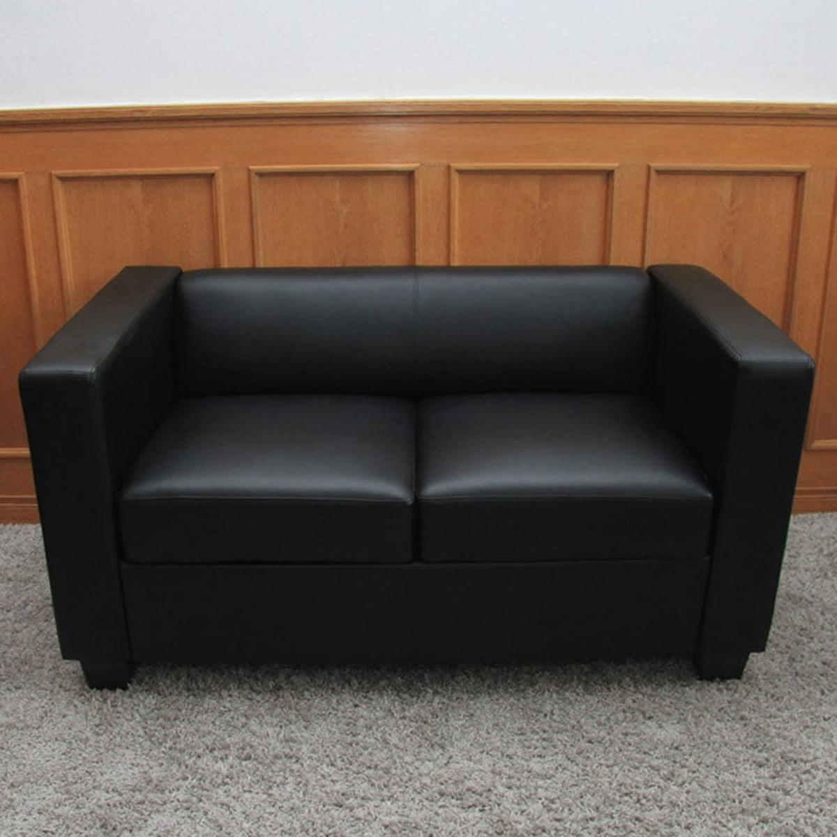 2ER SOFA Schwarz - Schwarz, Leder (137/70/75cm) - MCW