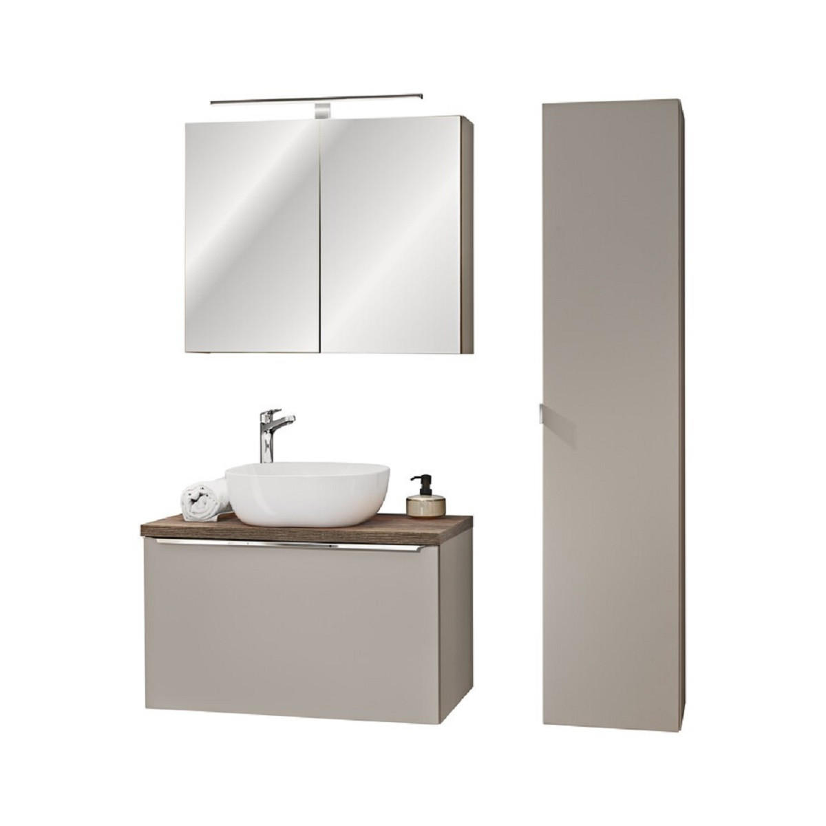 Milaros Markt Badmöbel-Set Graubraun 80x160x46 cm