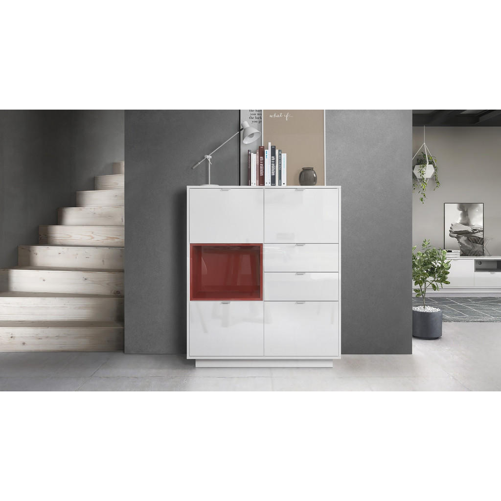 Thumbnail - Vladon Highboard, Bordeaux, Holzwerkstoff, 103x123x38 cm, Wohnzimmer, Kommoden & Sideboards, Highboards