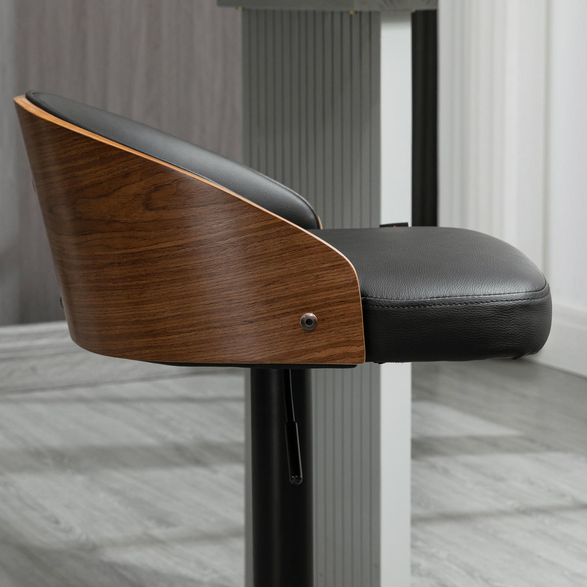 BARHOCKER, Kunstleder, Schwarz+Kaffee - Schwarz, Kunststoff (49.5/96/48cm) - HOMCOM